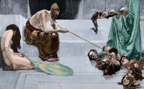 The purge of Jehu, King of Israel, by his enemies of the house of Ahab, 19th century.  Creator: Bong.