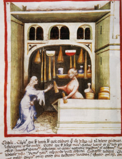 Candles selling, 14th century.  Creator: Unknown.