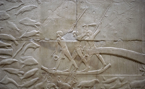 Hunting hippos relief, Mastaba of Kagemni, Saqqara, Egypt, Old Kingdom, 6th Dynasty, 2350 BC (2003). Creator: Unknown.