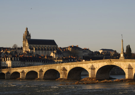 Saint Louis Cathedral and Jacques Gabriel Bridge over the Loire river, Blois, France, 2019. Creator: Unknown.
