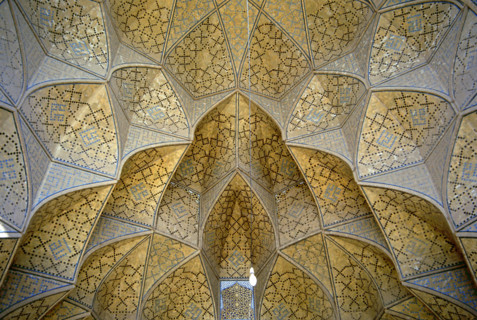 Decorative muqarnas vaulting in the Iwan entrance, Jameh (Friday) Mosque, Isfahan, Iran, 2000. Creator: Unknown.