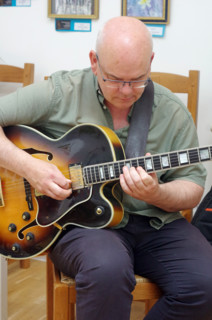 Colin Oxley, Eriko Ishihara Trio, Clocktower Cafe, Croydon, London, August 2024. Creator: Brian O'Connor.