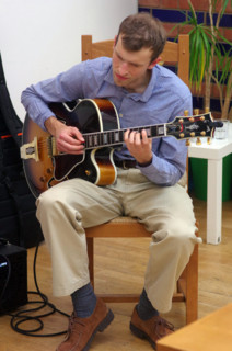Will Arnold-Forster, Sam Braysher Quartet, Clocktower Cafe Jazz Club, Croydon, London, March 2025. Creator: Brian O'Connor.