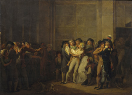 The Arrest of the Singer Garat. Creator: Boilly, Louis-Léopold (1761-1845).