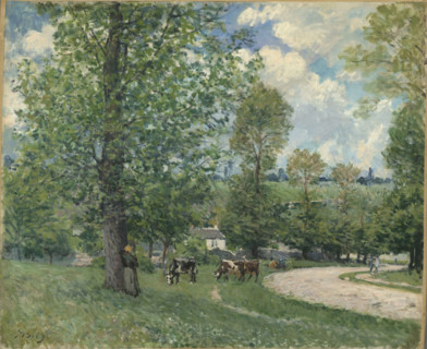 Cows in Pasture, Louveciennes, 1874. Creator: Sisley, Alfred (1839-1899).