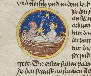 Miniature from "Iatromathematisches Hausbuch", Gebete und Betrachtungen, Between 1477 and 1496. Creator: Anonymous master.