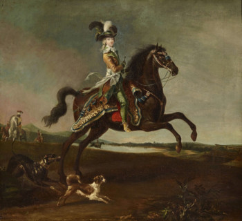 Equestrian Portrait of Marie Antoinette (1755-1793), Archduchess of Austria and Queen of..., 1783. Creator: Brun de Versoix, Louis-Auguste (1758-1815).