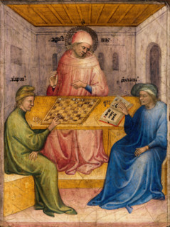 Saint Augustine and Alypius Receiving Ponticianus, c1413. Creator: Niccolò di Pietro (active 1394-1427).