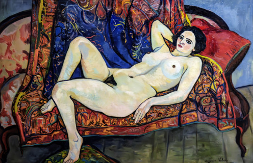 Nude on the red sofa, 1920. Creator: Valadon, Suzanne (1865-1938).