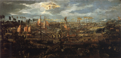 The Battle of Lepanto on 7 October 1571, c1590. Creator: Anonymous.