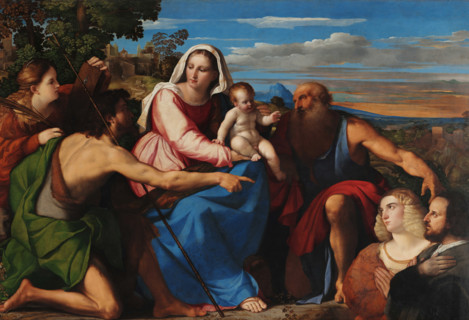 Sacra Conversazione with Donors, c1525. Creator: Palma il Vecchio, Jacopo, the Elder (1480-1528).