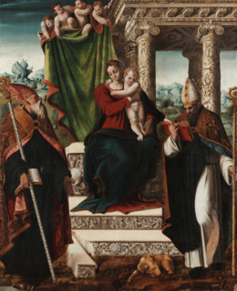 Madonna and Child with Saints Augustine and Bernard, c1535. Creator: Giordano, Stefano (active Mid of 16th cen.).