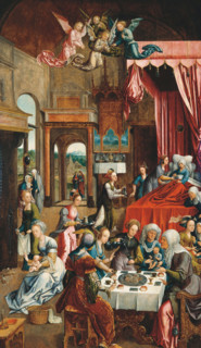 The Nativity of the Virgin Mary, 1490. Creator: Cornelisz van Oostsanen, Jacob (ca. 1470-1533).