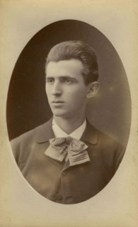 Portrait of Nikola Tesla, 1882-1884. Creator: Photo studio Henri Dupont, Paris  .