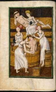 Bath. Miniature from The Jenský Codex, c1500. Creator: Zmilelý, Janícek (active Early 16th cen.).