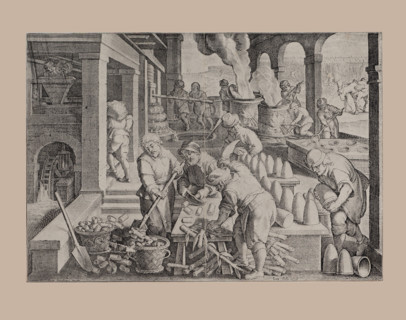 The first sugar refinery in Antwerp, Early 17th century. Creator: Galle, Theodor (1571-1633).