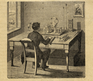 In a telegraph office, arrival of the dispatch, c1850. Creator: Anonymous.