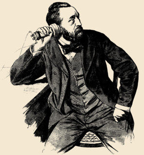 Heinrich von Stephan (1831-1897) on the phone, 1877. Creator: Anonymous.
