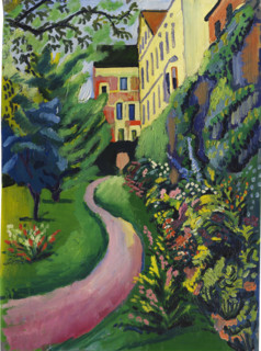 Our garden with flowering borders, 1912. Creator: Macke, August (1887-1914).
