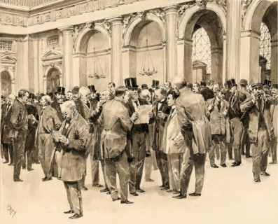 In the trading hall of the Vienna Stock Exchange. Creator: Hey, Paul (1867-1952).