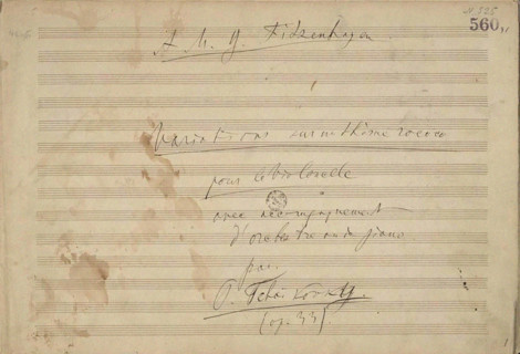 Autograph manuscript of the Variations on a Rococo Theme in A major, Opus 33, 1877. Creator: Tchaikovsky, Pyotr Ilyich (1840-1893).