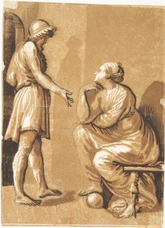 Raphael with his mistress, c1525. Creator: Ugo da Carpi (1480-1532).