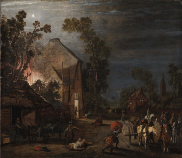 A Village Looted at Night, 1620. Creator: Velde, Esaias, van de (1591-1630).