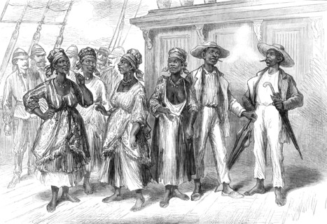 Voyage to the Gold Coast of Africa: negro visitors on board the Volta, 1874. Creator: Unknown.