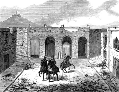 Sketches at Cartagena after the Siege: inside Madrid Gate, 1874. Creator: Unknown.