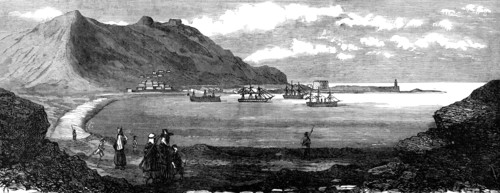 Sketches at Cartagena after the Siege: Mersel Kebir Bay,...Oran, with Spanish vessels of war, 1874. Creator: Unknown.