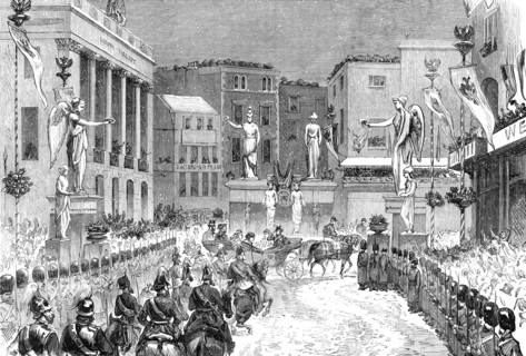 The Royal Entry into London: the procession at the foot of Regent-Street, 1874. Creator: Unknown.