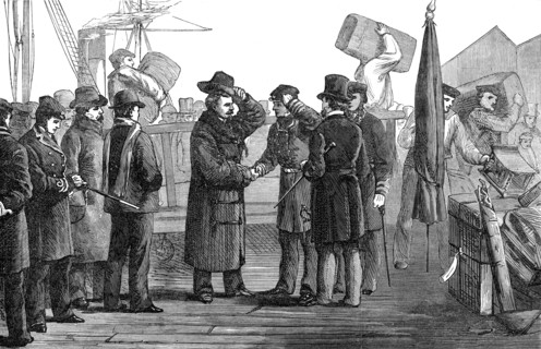 The Ashantee War: the return home - Sir Garnet Wolseley landing at Portsmouth, 1874. Creator: Unknown.