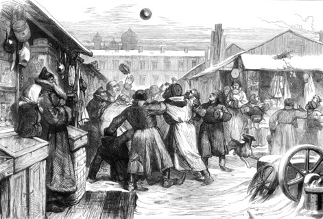 Football in the Jews' Market, St. Petersburg, 1874.  Creator: Unknown.