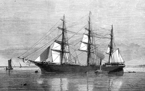 The Eastern Monarch, emigrant-ship for New Zealand, 1874. Creator: Josiah Robert Wells.