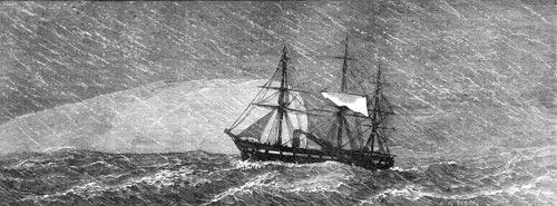 H.M.S. Challenger in a snowstorm, 1874. Creator: Unknown.