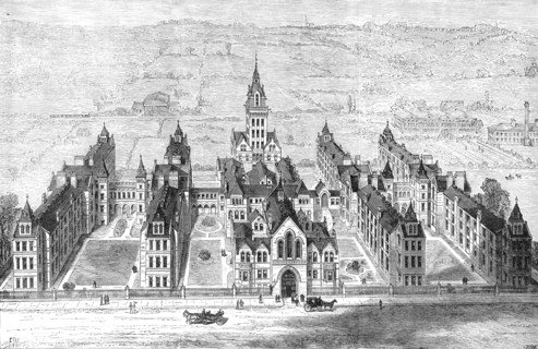 The Marylebone Infirmary, Notting-Hill, opened by the Prince and Princess of Wales, 1881. Creator: Crane.