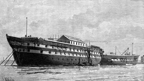 The Smallpox Hulks, Atlas and Endymion, at Deptford Creek, 1881. Creator: Unknown.