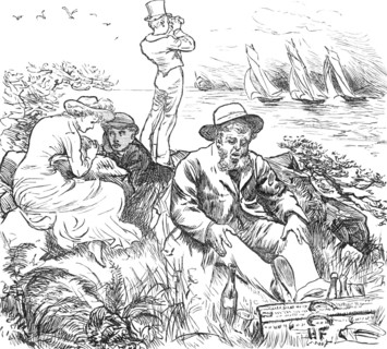 Sketches at the Ryde Regatta: "Far from the Madding Crowd", 1881. Creator: Joseph Swain.