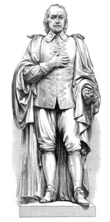 Statue of William Harvey, discoverer of the circulation of the blood, at Folkestone, 1881. Creator: Unknown.