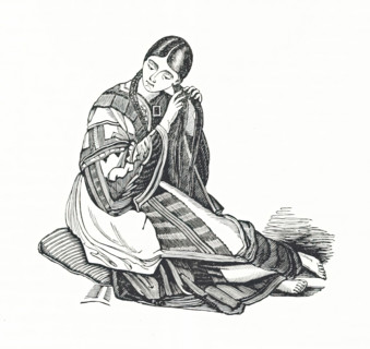 Woman plaiting her hair, 1839.  Creator: Unknown.