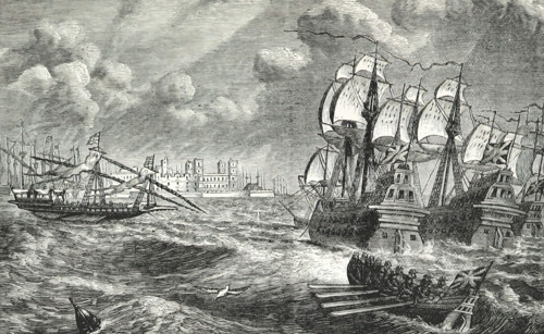 The English fleet before Cádiz, 1596, (1896).  Creator: Unknown.