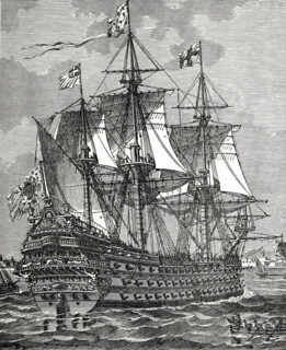 A first-rate ship of the line of the 17th century, (1894).  Creator: Unknown.