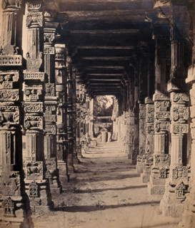 India: interior of the Hindu temple in the Kootub near Delhi, c1858. Creator: Felice Beato.