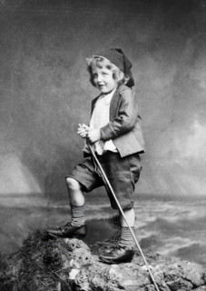 Leonard Schuster standing on a rock, facing left, 1893. Creators: Frank Meadow Sutcliffe, Arthur Schuster.