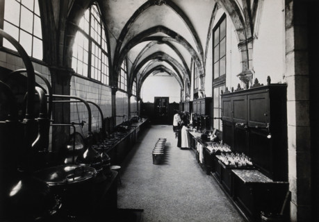 Hospital de la Santa Cruz, Barcelona: the interior of the pharmacy. Creator: Unknown.