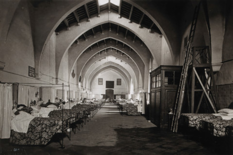 Hospital de la Santa Cruz, Barcelona: a ward, c1900. Creator: Unknown.