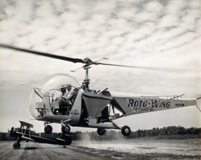 Sir Gordan Covell in a helicopter, Beltsville, Maryland, 1948. Creator: Unknown.