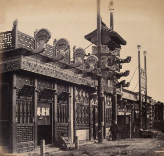 Beijing, China: an ornate shop exterior in the Chinese quarter. Creator: Felice Beato.