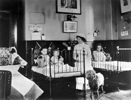 Hahnemann Hospital and Homeopathic Dispensaries, Liverpool: a children's ward..., (1910?). Creator: Unknown.