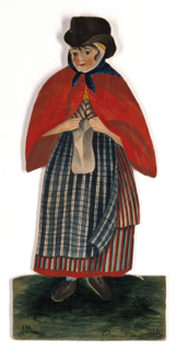 A country woman wearing hat and red cloak, 19th century. Creator: Stephen Jenner.
